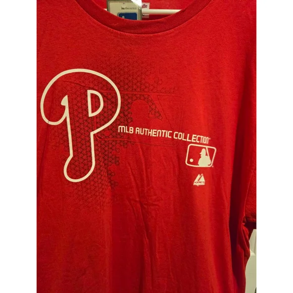 Men's Majestic Philadelphia Phillies Red White XL Short Sleeve T-Shirt - Picture 3 of 7